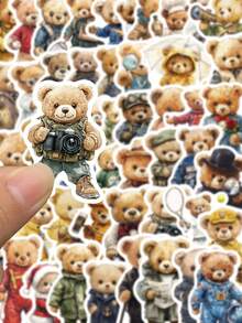 50 Stücke coole Polo Maskottchen Bär Aufkleber, süße Cartoon Aufkleber zum Basteln, für Tagebuch, Telefon, Laptop, Kühlschrank, Skateboard, Geschenk für Jugendliche