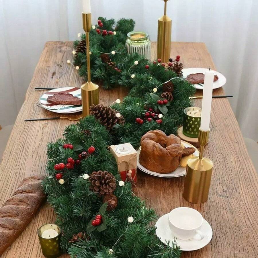 274,32 cm Corona de Navidad artificial - Piñas, bayas rojas, sin necesidad de luces - Arco de vid para chimenea, puerta, corona exterior, sin electricidad ni plumas requeridas, decoración colgante DIY, múltiples estilos disponibles