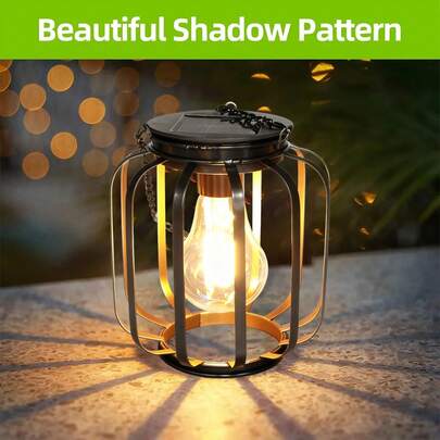 1/2pcs Outdoor Solar Lights, Metal Solar Hanging Lamp With Hook, Bright & Warm Outdoor Solar Lights, Classic Outdoor Solar Lamps For Yard, Garden, Patio, Porch Decor