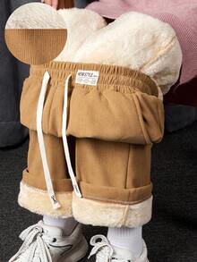 Winter Women's Plus Size Thermal Lined Straight Leg Sweatpants, Warm And Comfortable Casual Pants For Winter