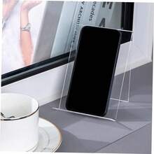 Suporte de acrílico transparente para livros, suporte para livros transparente para armazenamento em mesa, leve e com suporte para biblioteca, escritório e uso no varejo