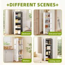 Tomnk 1pc 4tier Portable Wardrobe Closet, White/Black Easy Assembly Cloth Storage Cabinet For Home, Rental House, Dorm Bedroom - Nhiều màu - Xem 9