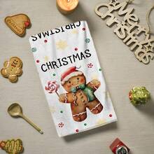 2/4/48 piezas Paños de cocina vintage navideños - Ultra suaves y absorbentes de poliéster con diseños de hombres de jengibre y letras, con lunares a su alrededor. - Perfectos para decoración navideña y regalos de Año Nuevo, decoración de cocina, decoración de fiestas