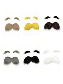 1 Set Funny Style Fake Mustache And Eyebrows, Unisex Self-Adhesive Fake Beard + Thick Eyebrows, Suitable For Theme Parties And Funny Occasions