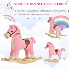 HOMCOM Rocking Horse Pink Plush Rocking Animal With Animal Sounds For Children 36-72 Months 65x32.5x61 Cm Toy