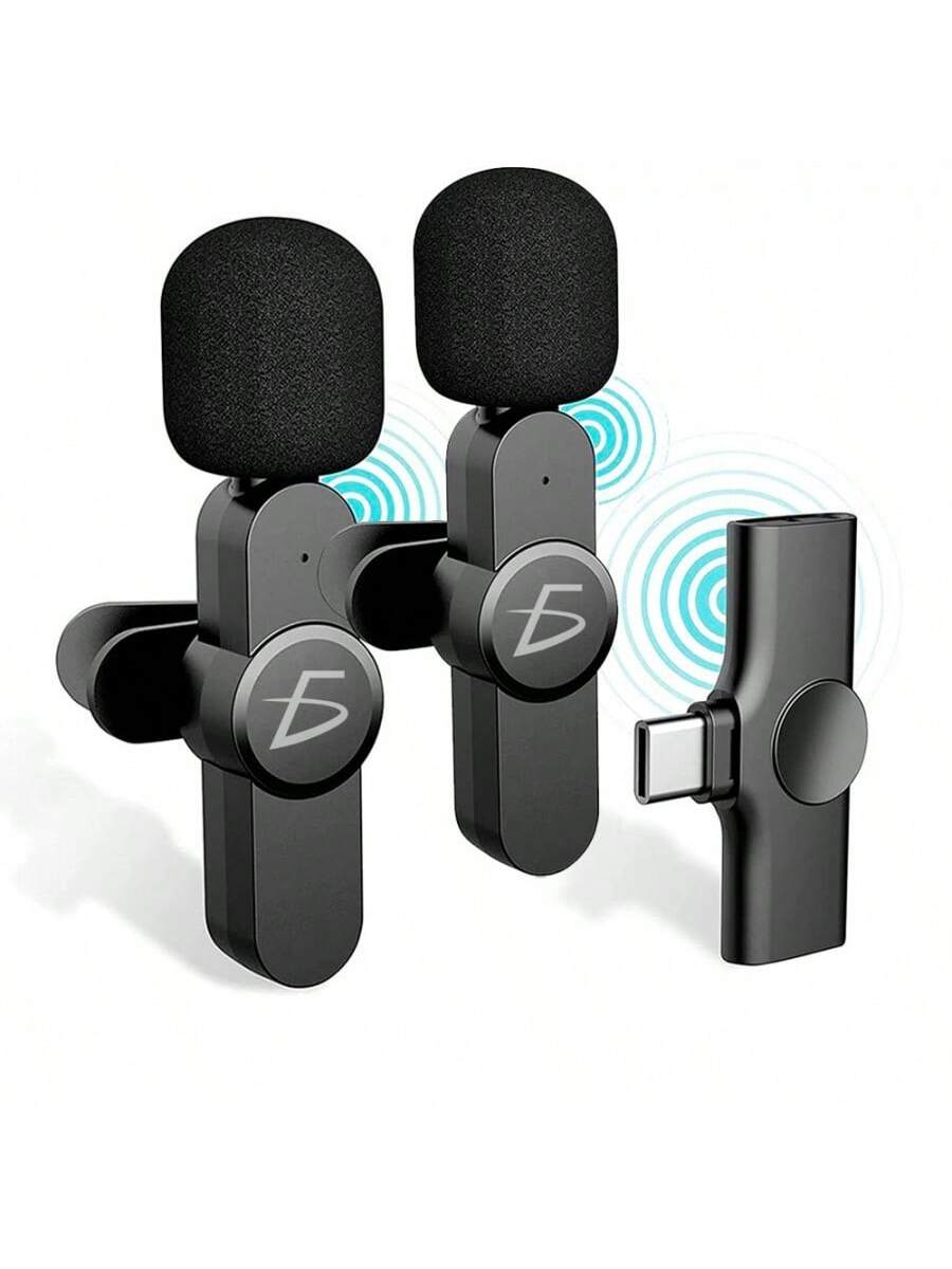 Micrófono lavalier inalámbrico portátil 2 en 1 para teléfonos móviles Android