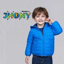 Chamara Capitonada para Niño, con capucha e interior afelpado, bolsillos laterales, temporada de lluvias, moda casual para niños, Diferentes Colores - Azul Rey - Ver 3