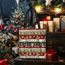 5 piezas, Bolsa de tela estampada por ambos lados con muñeco de nieve, árbol de Navidad y hombre de jengibre, bolsa de la compra con estampado animal, estilo bohemio y académico, ideal para regalos de Navidad, Acción de Gracias y Pascua, adecuada para uso diario, picnics, vacaciones en la playa, trabajo y escuela, 16in*14in