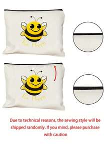 可爱蜜蜂化妆包，拉链收纳化妆包，印有可爱蜜蜂图案，可重复使用，便携零钱包，多功能收纳包，旅行洗漱包，浴室收纳包，珠宝收纳包，唇油收纳包，指甲油收纳包。适用于婚礼、大学、度假、旅行必备、宿舍必备、伴娘、女性、生日、母亲节、送给姐妹、朋友和老师的礼物，以及化妆间装饰。 - 彩色 - 查看 10