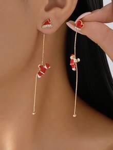 1 Pair Of Cute And Versatile Cartoon Children's Fun And Creative Christmas Series Santa Claus And Christmas Tree Holiday Earrings
