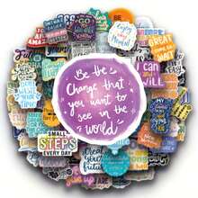 100 Motivational Stickers Set, Water Bottle Vinyl Quote Stickers, Journal Computer Phone Case Positive Energy Inspirational Stickers - Multicolor - View 5