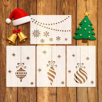 4pcs Premium Christmas Stencils, Snowflake Spray Painting Templates, Reusable Drawing Stencils For Windows/Glass/Fabric/Christmas Decorations, Works Great With Snowflake Spray