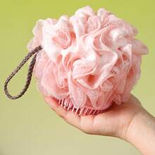 1 pezzo Palla da bagno massaggiante extra large con design a pettine, 2 in 1 spazzola per la schiena e palla da doccia, in morbida rete di poliestere per esfoliazione del corpo e cura del cuoio capelluto