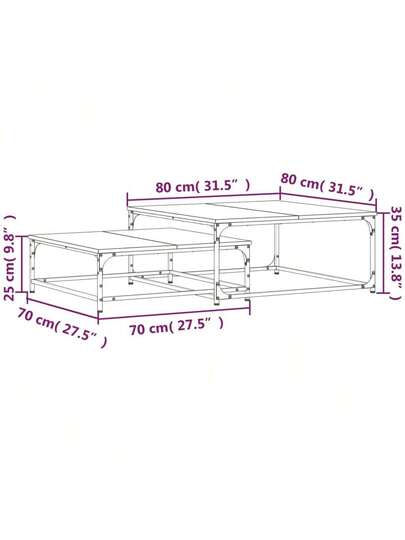 VidaXL Piece Tafel Set, Processed Wood, Gray, Sonoma Oak view 9