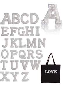 26片珍珠字母贴片，带背胶，DIY配件，水钻图案贴片，适用于帽子、珠宝、蛋糕、婚礼、情人节、浪漫水晶皇冠装饰 - 彩色 - 查看 9