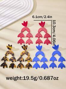 1 par de pendientes geométricos minimalistas de resina multicolor de moda, versátiles para festivales, fiestas, vacaciones y uso diario