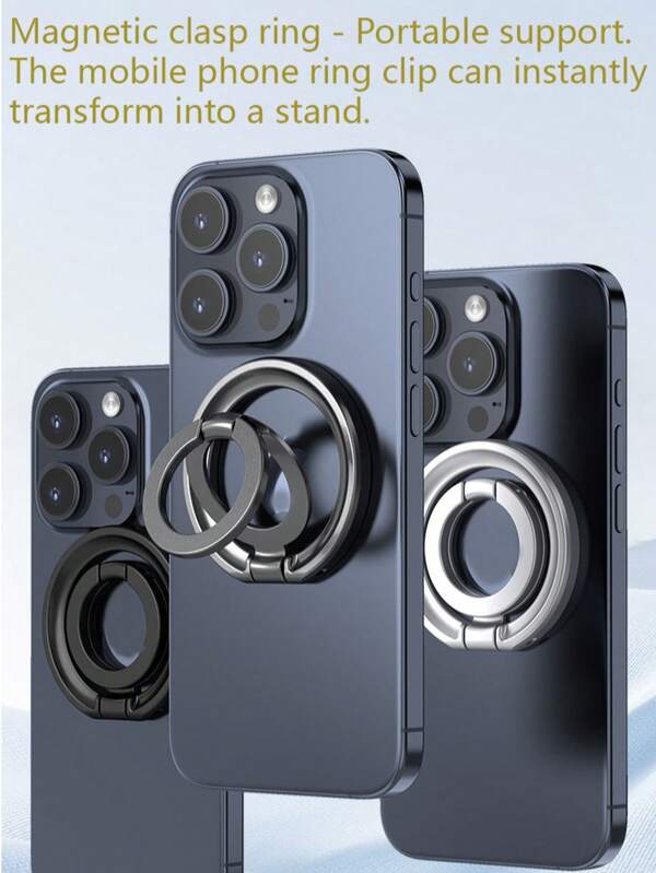 MagSafe Dual-Sided Magnetic Ring Grip Stand, Strong Adhesion Ultra-Thin Foldable Multi-Function Desk Phone Holder, Portable, Foldable Phone Ring Grip Stand To Prevent Loss And Drops