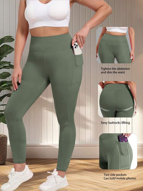 Damen Leggings in Große Größen mit Taschen - Dehnbar XL-5XL Yoga Hosen mit Bauchkontrolle, hoher Taille, Workout Leggings