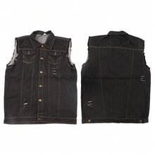 Chaleco Vaquero para Hombre - Negro 5XL (Cuello Vuelto, Diseño Sin Mangas y Monopeto, Estilo Casual con Bolsillos Funcionales, Ajuste Relax para Tallas Grandes) - Multicolor - Ver 10