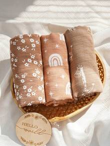 3 件装竹纤维 2 层婴儿襁褓毯 爱情情人节