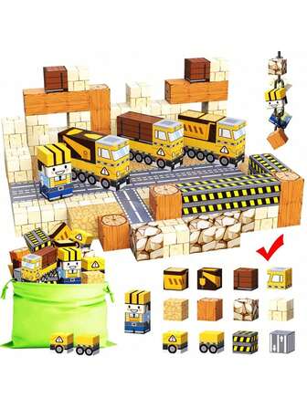 Magnet Tiles, Magnet Building Blocks, Magnetic Construction Blocks, Cool Engineering & Builder Themed Game, Holiday Party Favors For Boys & Girls