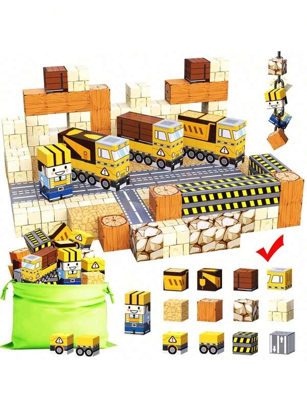 Magnet Tiles, Magnet Building Blocks, Magnetic Construction Blocks, Cool Engineering & Builder Themed Game, Holiday Party Favors For Boys & Girls