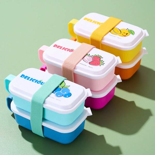 Outdoor Camping Bento Box, Microwave- Lunch Box, Airtight Refrigerator Food Storage Container, Plastic Portable Lunch Box