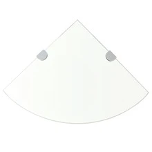vidaXL 2 Stück Eckregale Mit Verchromten Halterungen, Glas Transparent - White - View 1