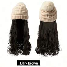 Gorro de invierno sintético de 20 pulgadas con extensión de cabello ondulado y peluca sintética de invierno cálida de punto, adecuado para uso diario de las damas - Multicolor - Ver 14
