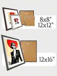 升级版 12x12/8x8/12x16/6x8/5x7 壁挂式相框，采用改良五金配件，适用于钻石画和海报，复古人像相框，黑色/白色/冷灰色/红棕色可选，尺寸：30x30/20x20/30x40/15x20/15x15，简易搭扣，防碎亚克力玻璃，长方形/正方形（不含相纸），易于使用，用途广泛，防碎，轻巧，适用于家居装饰、墙面艺术和儿童房装饰 - Wood Grain (Upgraded Version) - 查看 7