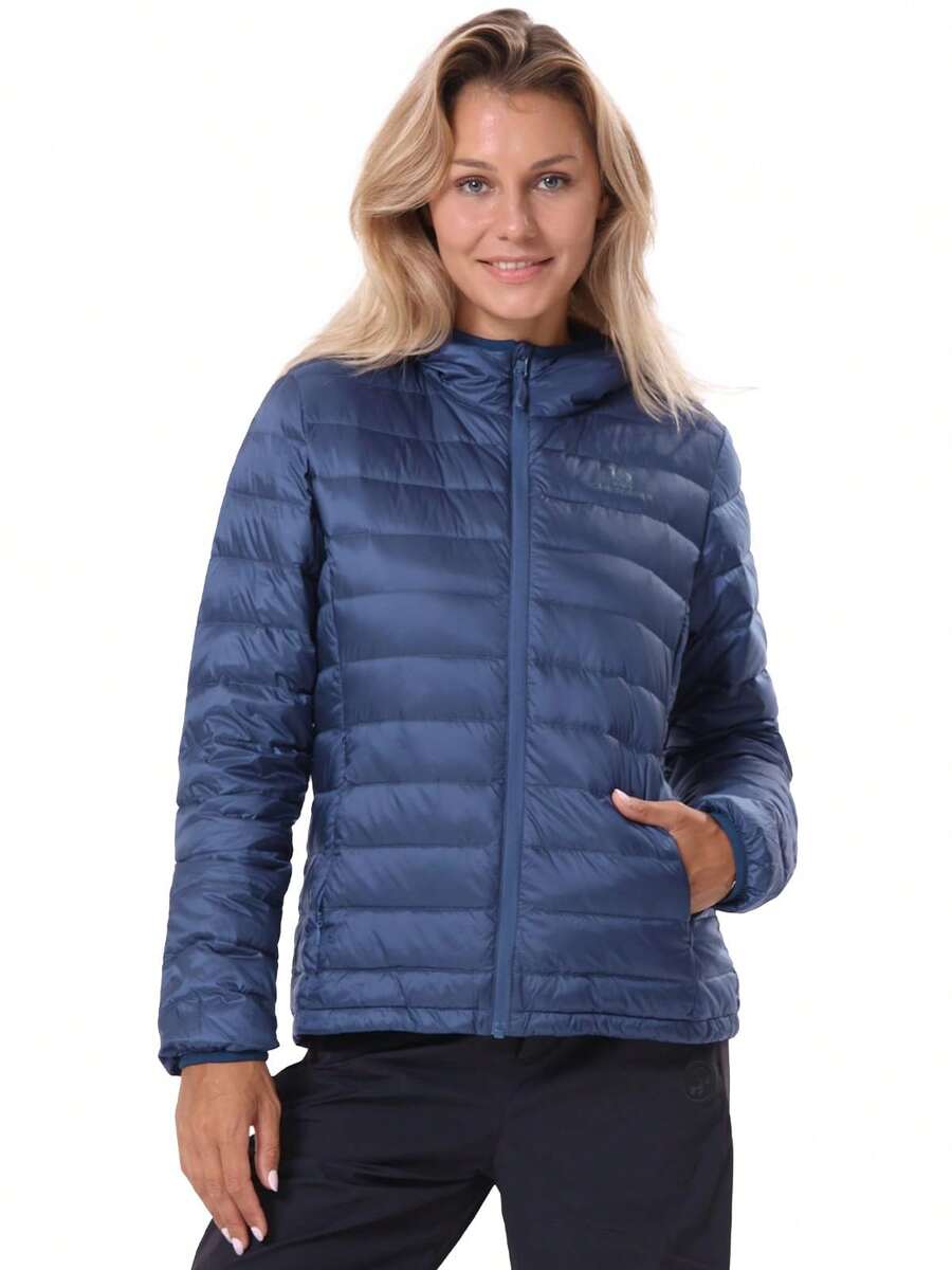 CAMEL CROWN 女士可收纳羽绒服，超轻保暖防水外套 - 華藍 - 查看 1