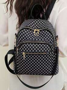 圣诞秋冬户外旅行复古印花多口袋休闲双肩背包 - 彩色 - 查看 9