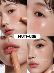 JUDYDOLL LIP & CHEEK BUTTER BALM PENCIL, Nourishing Formula For Autumn/Winter, Outdoor-Friendly Long-Lasting Wear, High Value For StudentsNo-Makeup FaceFaced Makeup - 01 Passion Red - 查看 4