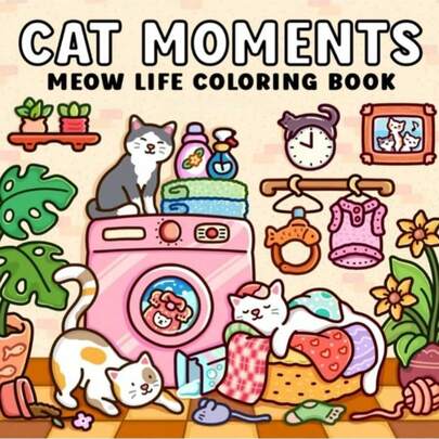 1pc 42page CAT MOMENTS:Coco Coloring Book For Adults And Teens,Colouring Books Super Cute Designs Of Cozy,Coloring Books Hygge Spaces For Relaxation (Cozy Spaces Coloring) .Colouring Books Release Emotions And Relieve Anxiety | Ideal Gift For Holidays And Special Occasions