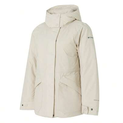 Columbia Pearl Fields™ II Women's Cotton Down Jacket, Windproof, Water-Resistant, Warm, 80% Goose Down, Detachable Hood, Outdoor Sports, Commute & Casual, Beige XR2474278