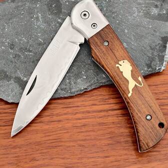 TUPI TUPI Compact Multi-Use Kitchen Knife | Stainless Steel Folding Blade For Meat Prep & Fruit Paring, Non-Slip Wooden Grip Design