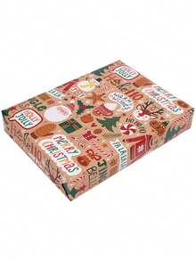 1张50*70厘米圣诞包装纸，节日礼品包装，图案包括圣诞树、圣诞老人、驯鹿、雪人，经典节日主题设计，适用于节日礼品和手工艺品包装。 - 壁爐甜夢 - 查看 11