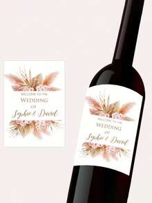 1/3/5pcs Customized Reed Grass Pattern Wine Bottle Packaging Stickers, Customized Labels, Can Print Any Text, Suitable For Various Occasions, Personalized Birthday Labels, Fashionable, Colorful, Cute, Charming, Minimalist, Holiday, Christmas Gift, Christmas Decoration, Personalized Gift - Multicolor - View 17