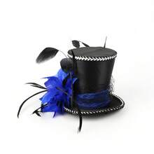 1pc Mini Top Hat Headband Fascinator Hat Women Hats Mini Hat Top Hat Tea Party Headwear Costume Hat For Women, Wedding Items, Hair Accessories, Derby Hat, Gifts, Gala Night - Multicolor - View 12