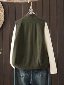 Women's Autumn/Winter New Arrival Bestselling Casual Sleeveless Retro Jacket, Comfortable Corduroy Vest - Green - View 6