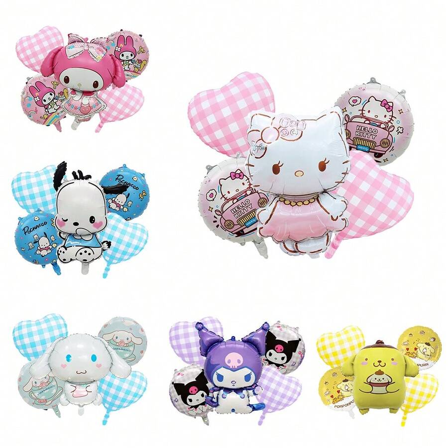 Juego de globos Sanrio, decoración de escena de fiesta de Hello Kitty, globos de fondo fotográfico de fiesta de Kuromi, accesorios de decoración de celebración de fiesta de Cinnamoroll