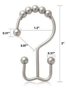 Stainless Steel Double Slide Shower Curtain Hook With Ball Bearings - Shower Hooks With Smooth Sliding And Easy Installation, Smooth Sliding, Rust Resistant For Bathroom Shower Curtain Rods Christmas Decor - Multicolor - View 3