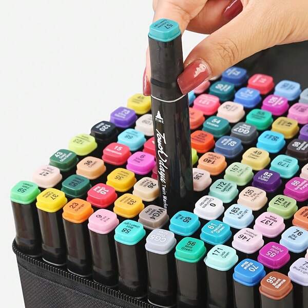 Zestaw markerów 168 kolorów, permanentne markery artystyczne z podwójną końcówką i prezenty dla dorosłych, zestaw do rysowania z podwójnym pędzlem, artykuły szkolne