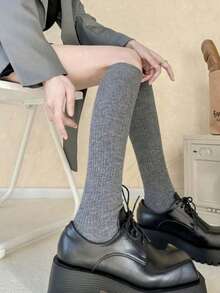 1/2/3 Pairs Women Calf Socks, Sexy Knee HighSocks, Solid Color Long Boot Socks For Spring, Summer,Autumn.Warm Calf Socks,Fall