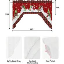 - Cortina de mueco de nieve para ventana, cortinas de estilo rstico, cenefa de rbol de Navidad para cocina, bao, recmara, bolsillo para barra, cortinas de cenefa de ventana sobre el - 91.4An x 142.2Al cm (1 Paneles) + Muñeco de nieve rojo - Ver 6