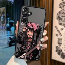 Funda de Teléfono Mate Semi-Transparente a Prueba de Golpes para Samsung Galaxy S25 S24 S23 S22 S21 S23+ S22+ S21+ FE Ultra Plus 5G, con Diseño de Chica Anime de Pelo Largo Negro y Ojos Rojos - Mezcla de colores - Ver 4