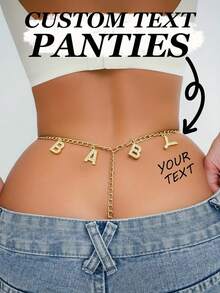 Quần lót G-string tùy chỉnh với tên chữ đính pha lê, quần lót T-back cá nhân hóa dành cho bãi biển, hồ bơi, bikini, quà tặng sinh nhật, ngày Valentine, Giáng sinh cho vợ/bạn gái, eo điều chỉnh được - 1 chiếc - Đỏ - Xem 4