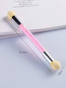 Pink Double Head Nail Art Pen Brush With Rhinestone Studded Handle All-In-One Dotting, Gradient, Painting & Detailing Tool For Professional Manicure - Multicolor - View 8