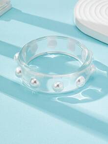 1 pieza Brazalete de puño grueso de diseño minimalista y de moda, Set de brazaletes de resina con diseño de cúpula estilo americano europeo, Brazalete de forma asimétrica de gota de agua