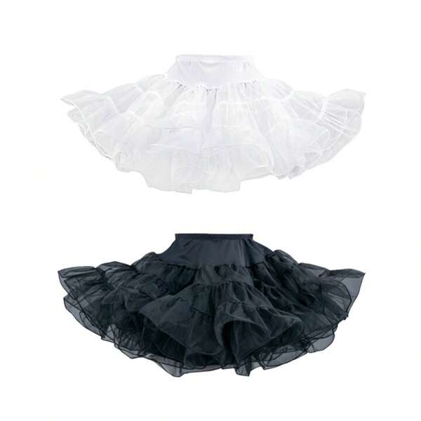 1 Stück Tüll Petticoat für Frauen, 2-lagig, 1950er Jahre Vintage Krinoline Unterrock, Ballkleid Hochzeitsparty Rock